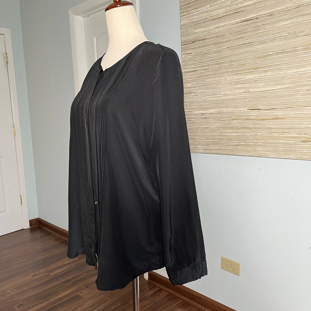 Joie 100% silk black peasant blouse top size M - Picture 8 of 11
